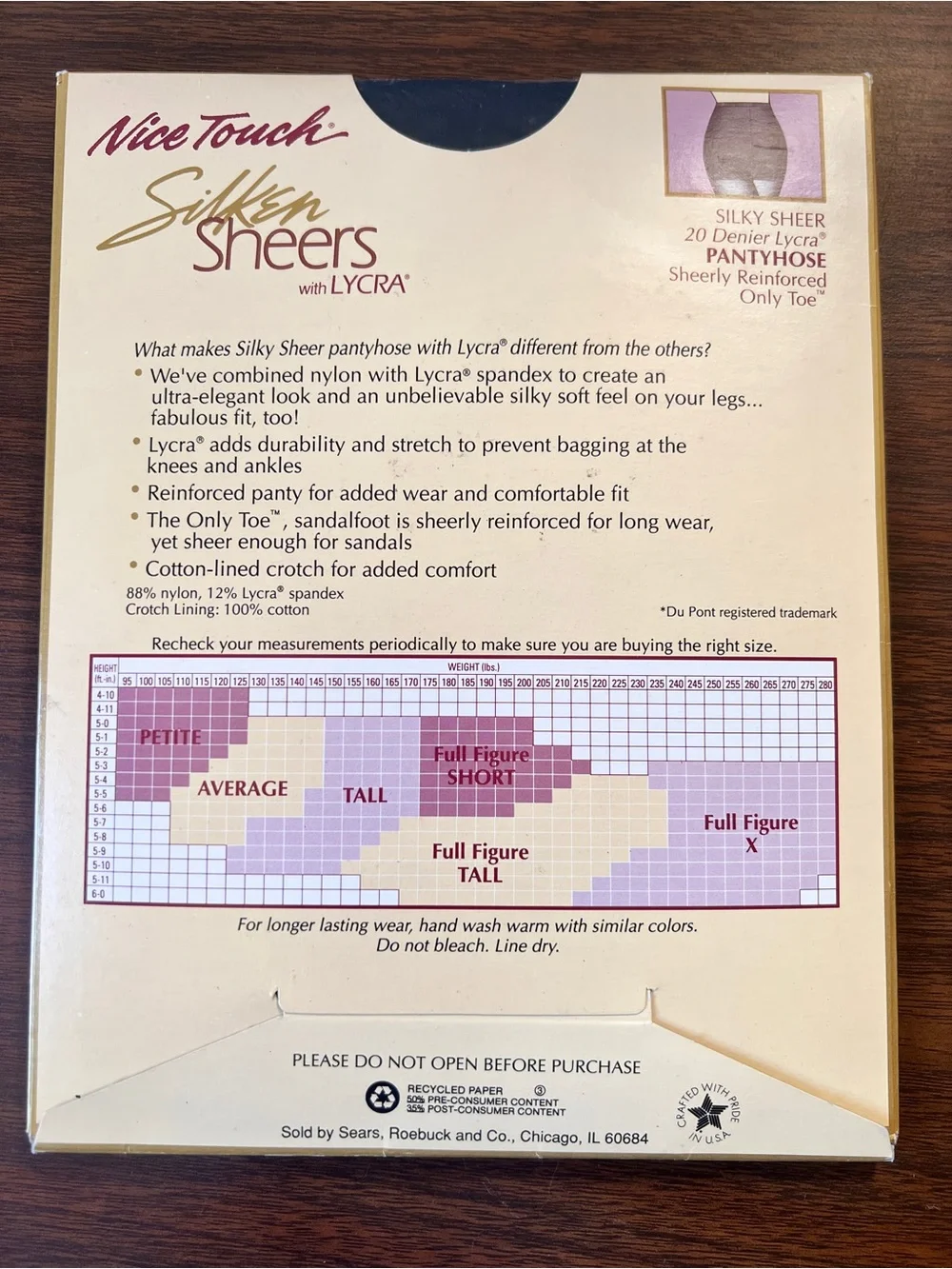 Vintage 90s Sears Nice Touch Silken Sheers Pantyhose - Size Full Figure X - USA